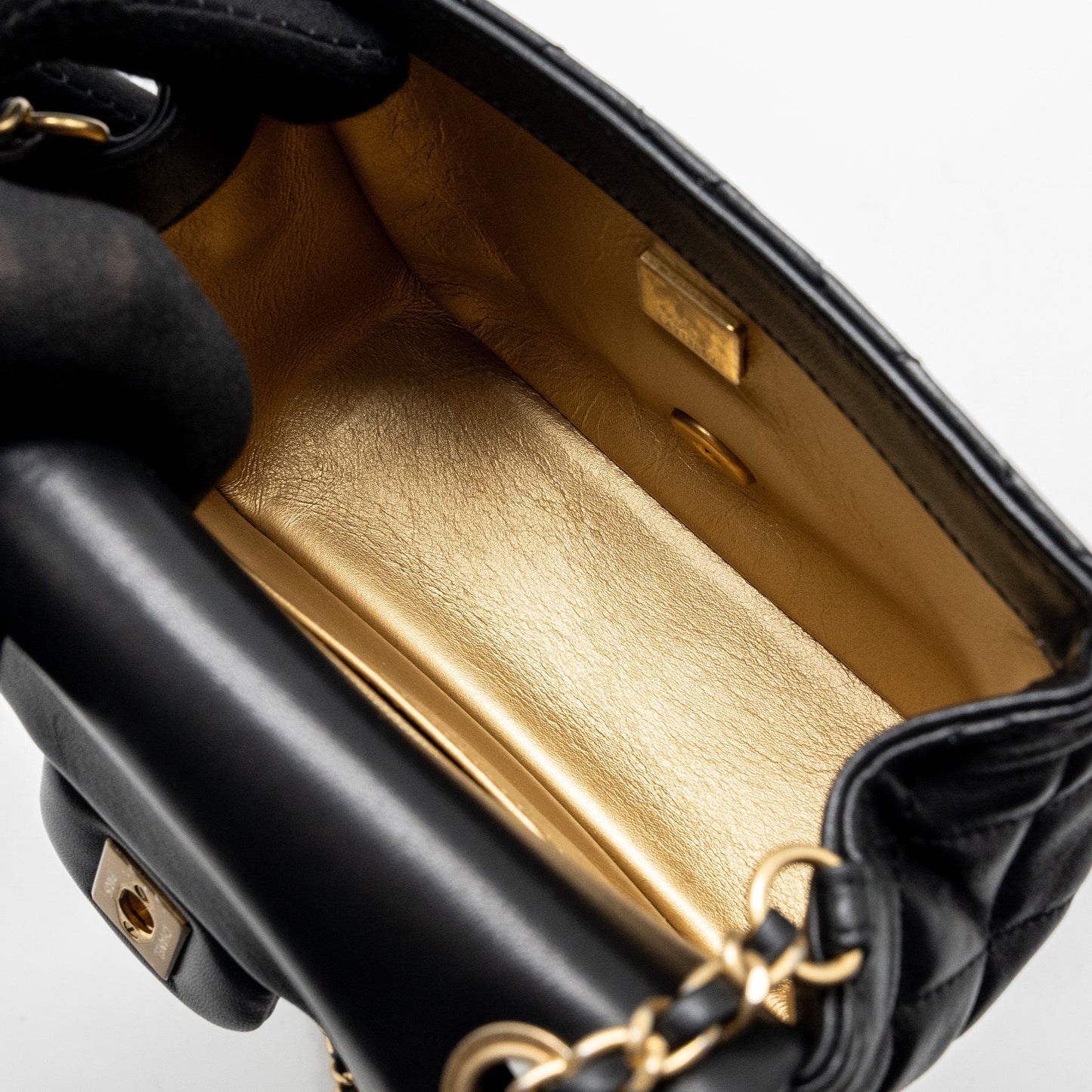 Chanel Pearl Crush Mini Square Flap Bag Lambskin BLACK  (Microchip)
