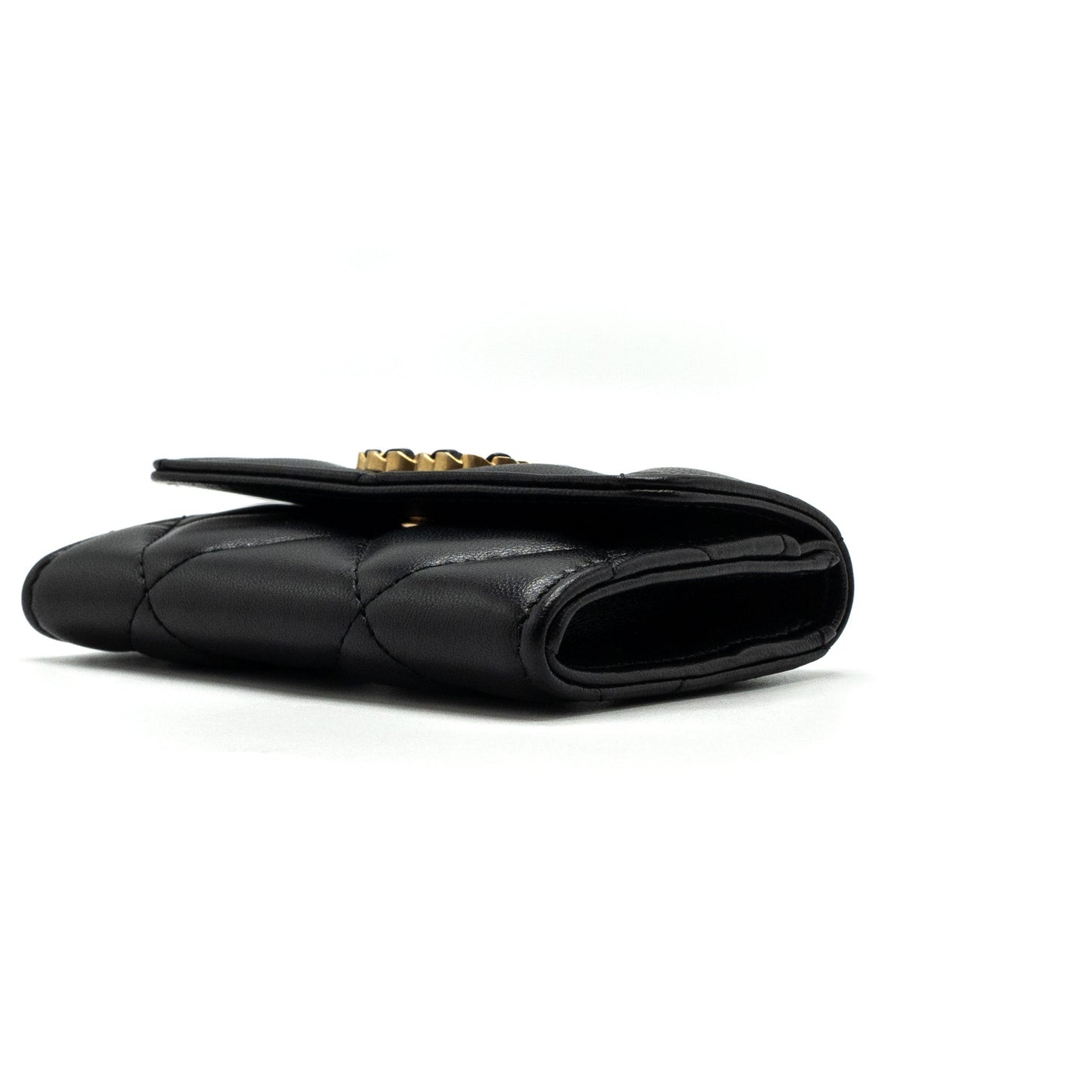 Chanel 19 flap card holder lambskin black  (microchip)