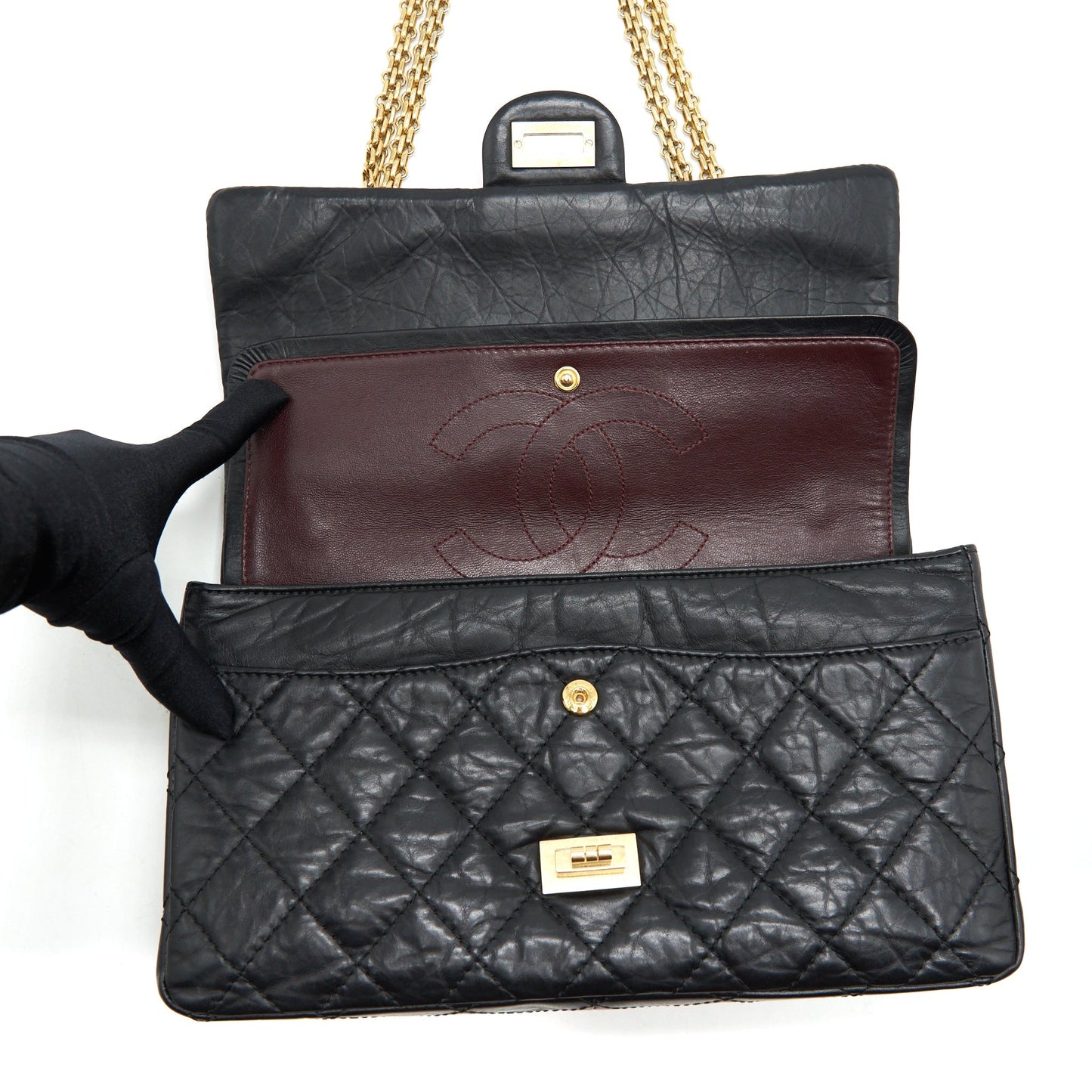 Chanel 2.55 226 Reissue Double Flap Bag Calfskin Black