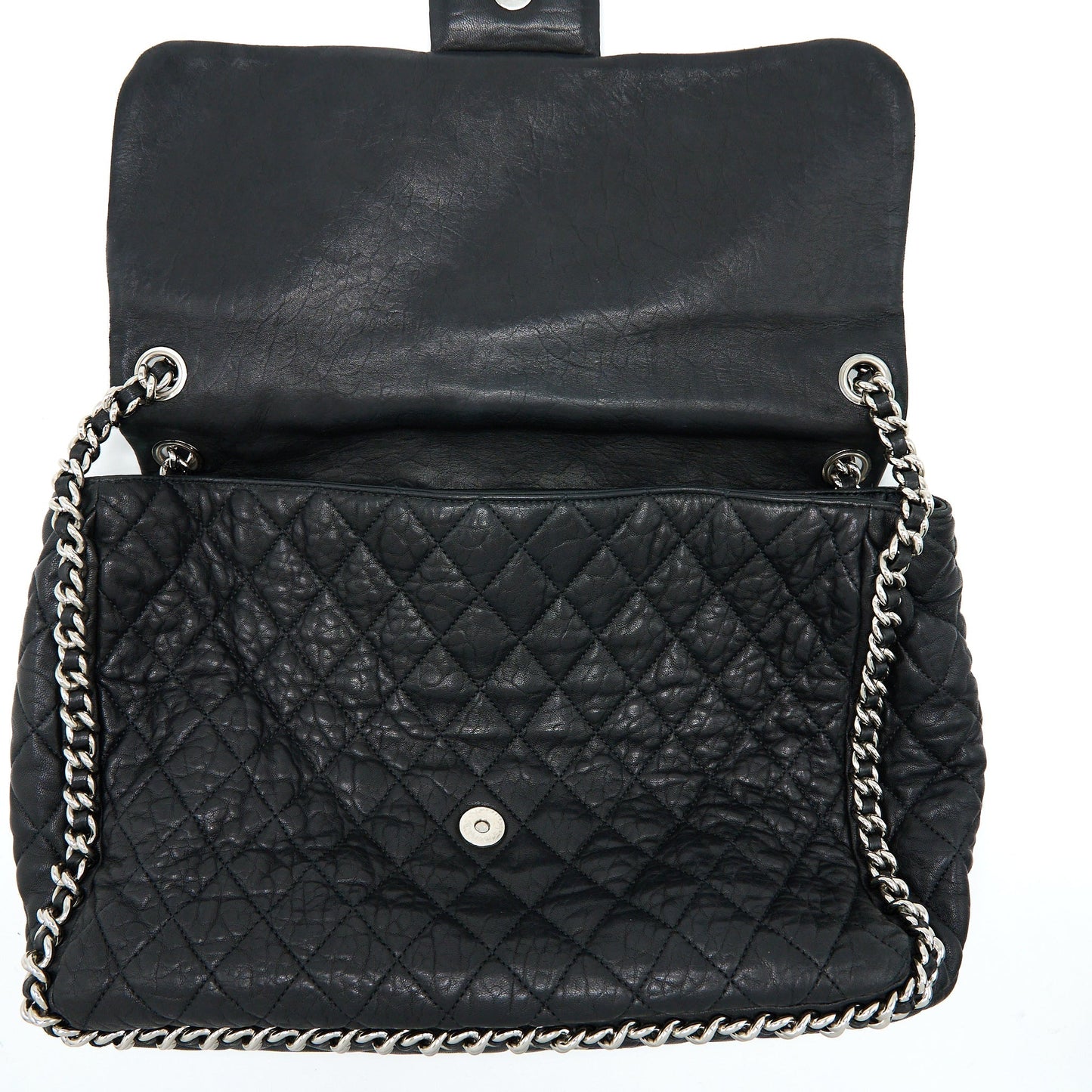 Chanel Quilted Chain Around MAXI Flap Bag Lambskin Black