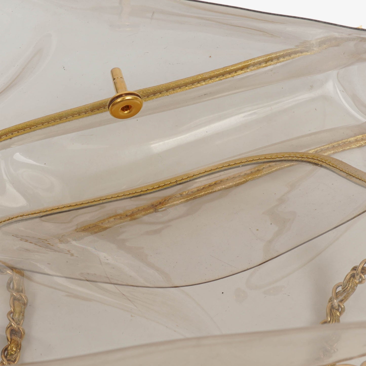 Chanel Vinyl Naked Gold Leather Single Flap Bag