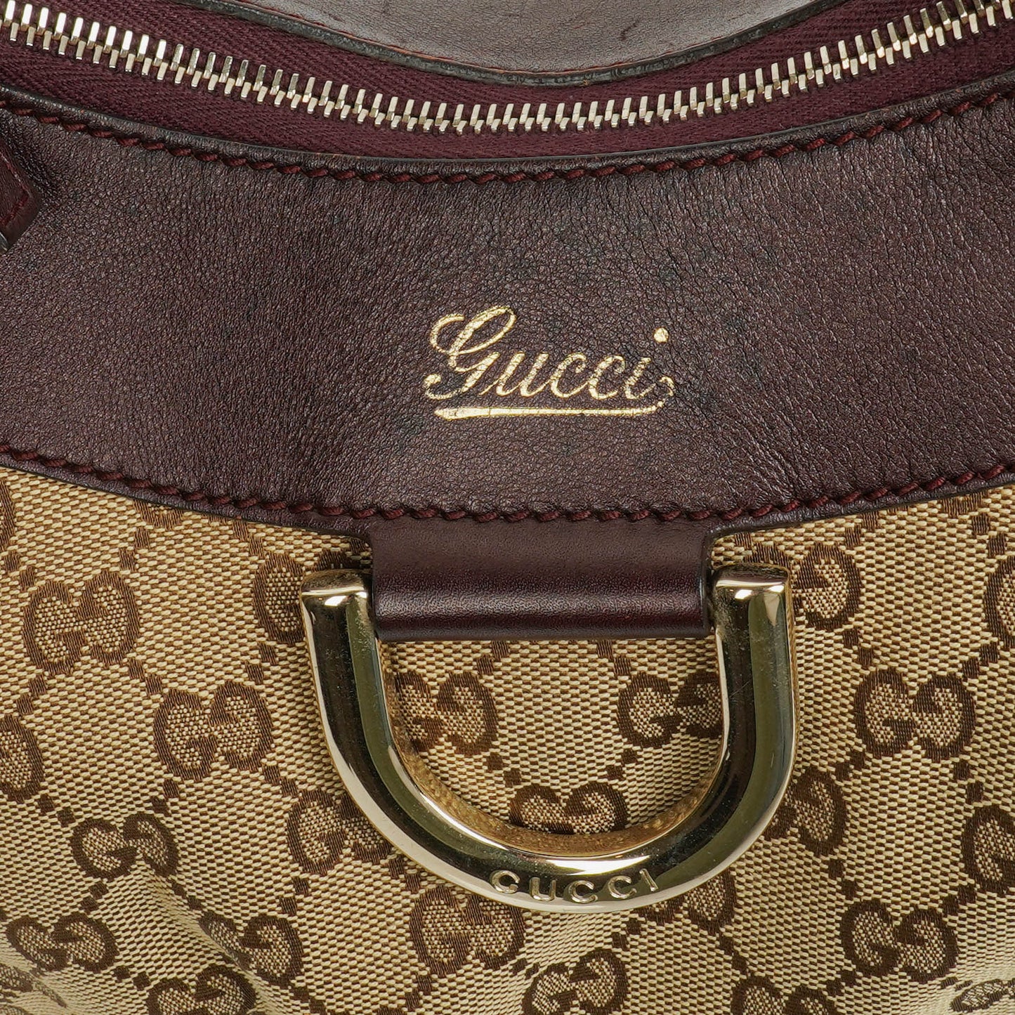 Gucci Monogram Canvas Abbey D-Ring Hobo Bag