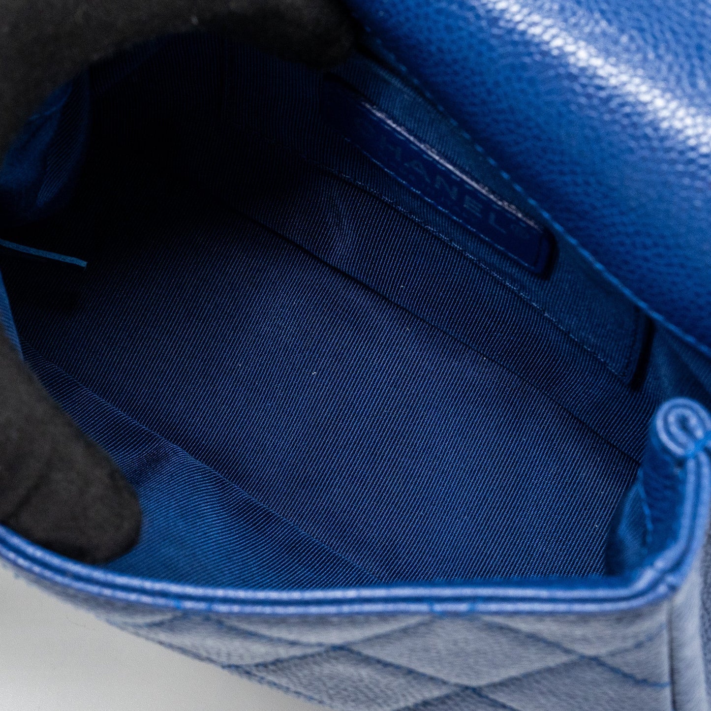 Chanel Square Flap Bag Caviar Blue with blue hardware