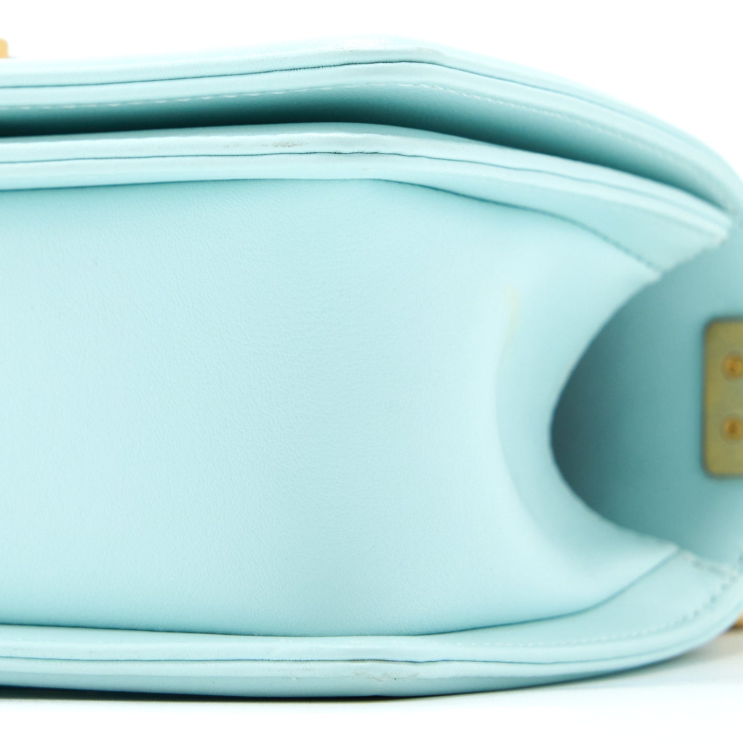 Chanel Small Boy Bag Chevron Calfskin Light Blue/Multicolour Brushed