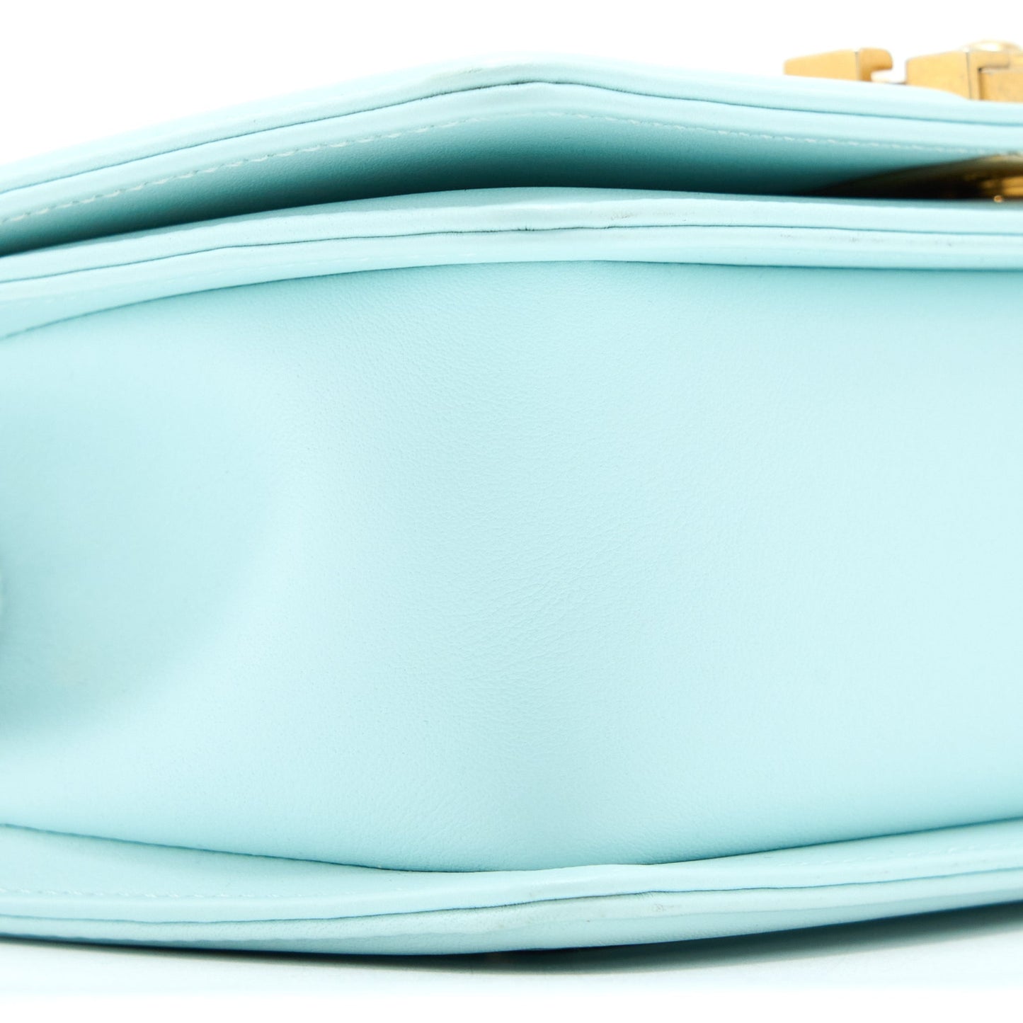 Chanel Small Boy Bag Chevron Calfskin Light Blue/Multicolour Brushed