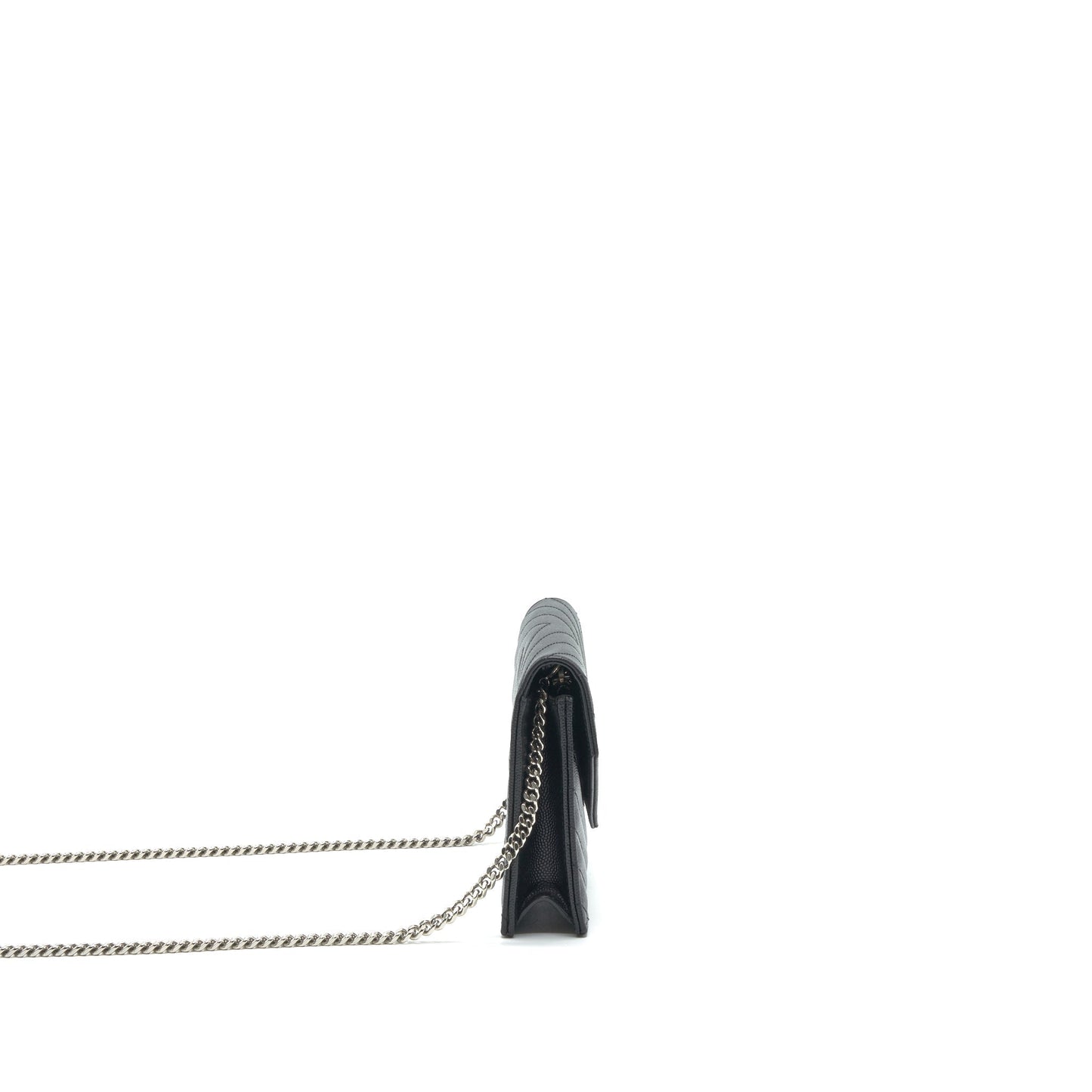 Saint Laurent Grained Calfskin Envelope Wallet on Chain Black