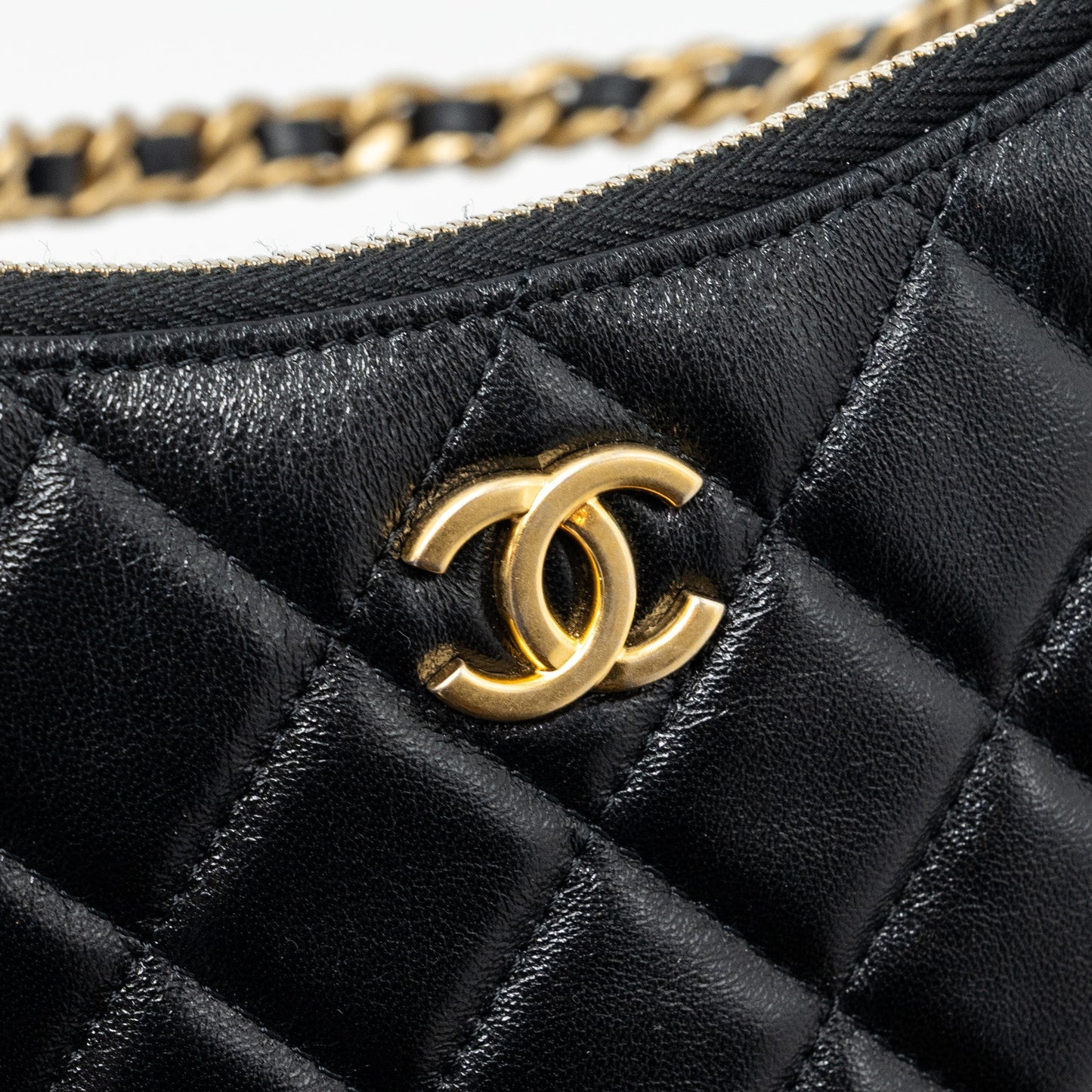 Chanel Hobo Shoulder Bag Lambskin Black (Microchip)