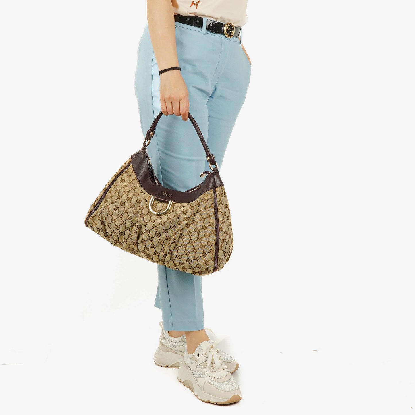Gucci Monogram Canvas Abbey D-Ring Hobo Bag