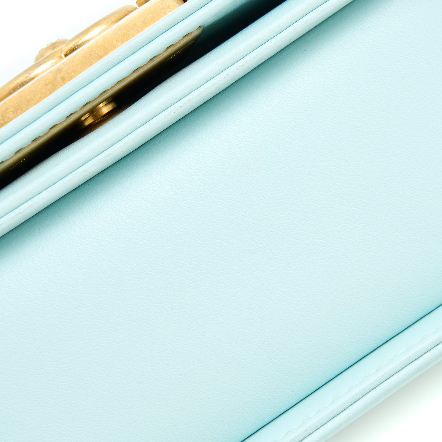 Chanel Small Boy Bag Chevron Calfskin Light Blue/Multicolour Brushed