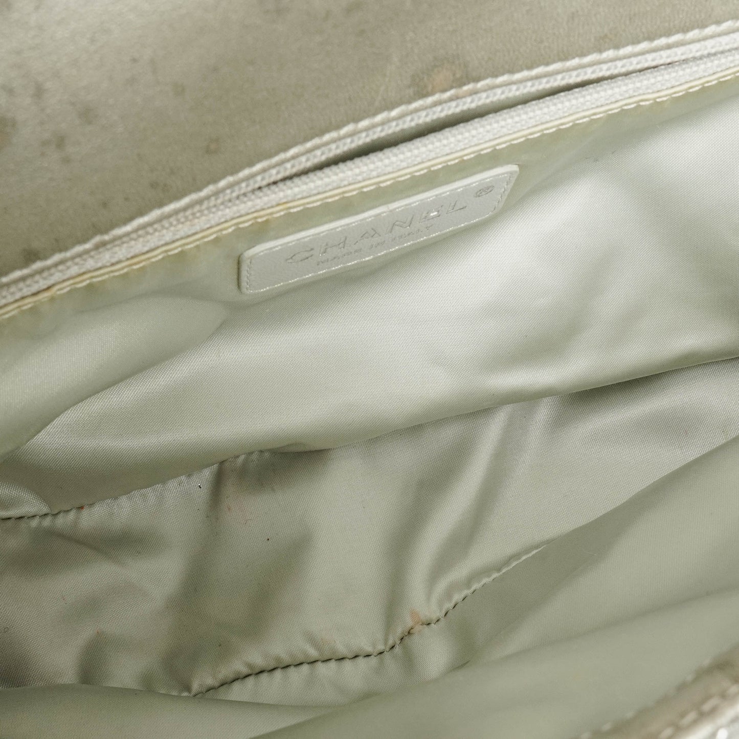 Chanel Silver Quilted Knit Pluto Glitter Medium Flap Bag