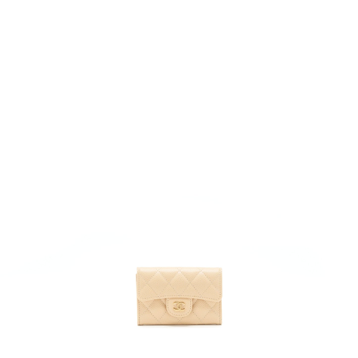Chanel Classic Mini Flap Cardholder Caviar Beige