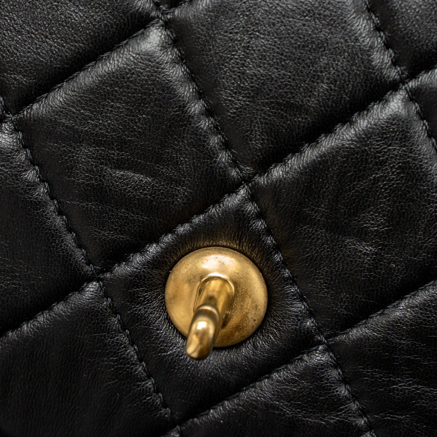 Chanel Quilted Square Flap Bag Goatskin Black Brushed  (Microchip)