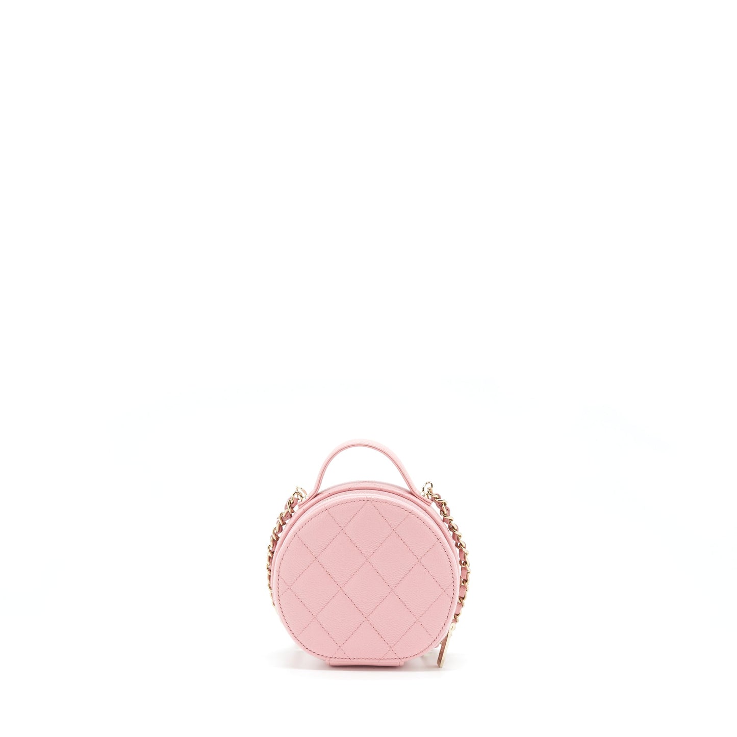 Chanel 22C Mini Round Purse Vanity Caviar Light Pink L