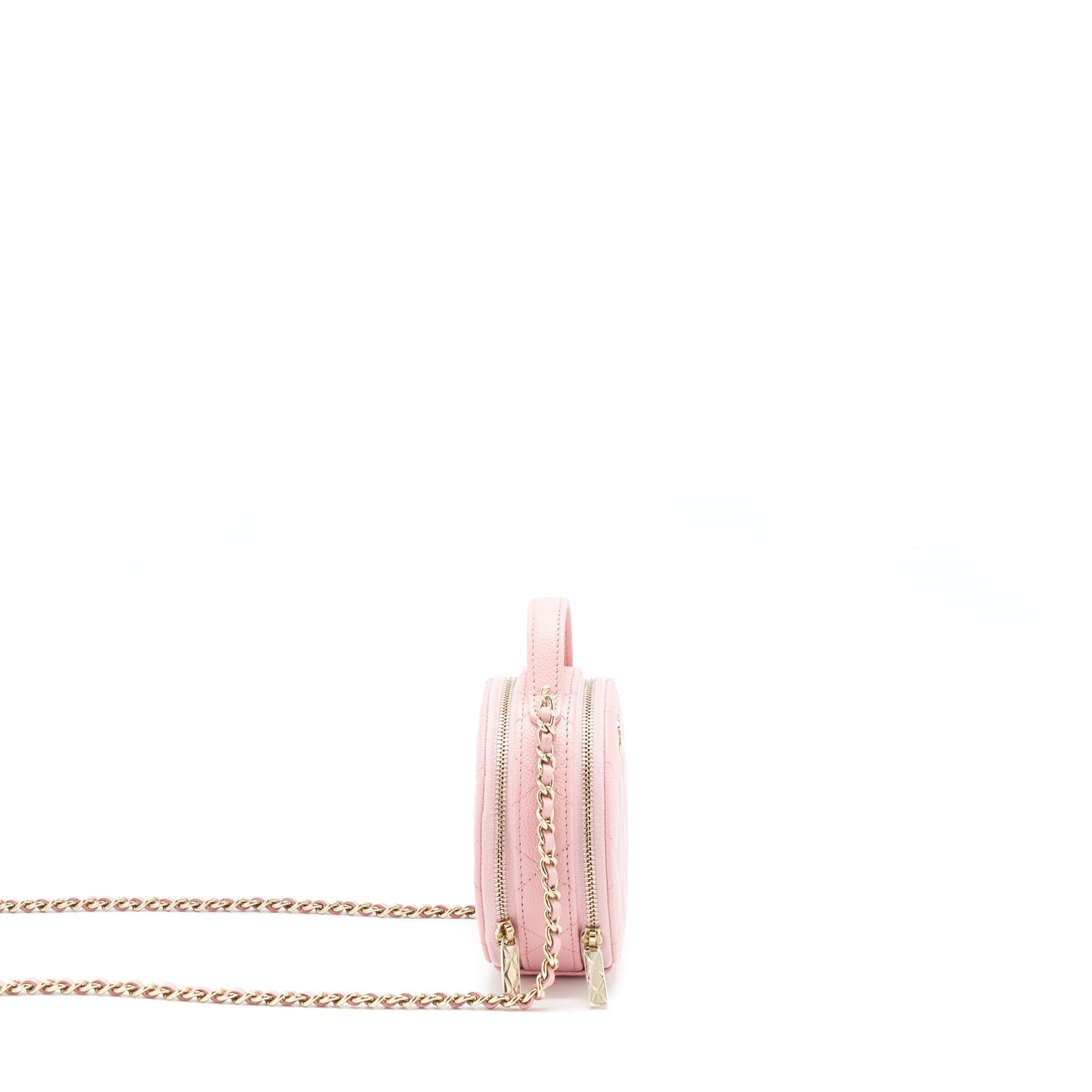 Chanel 22C Mini Round Purse Vanity Caviar Light Pink L