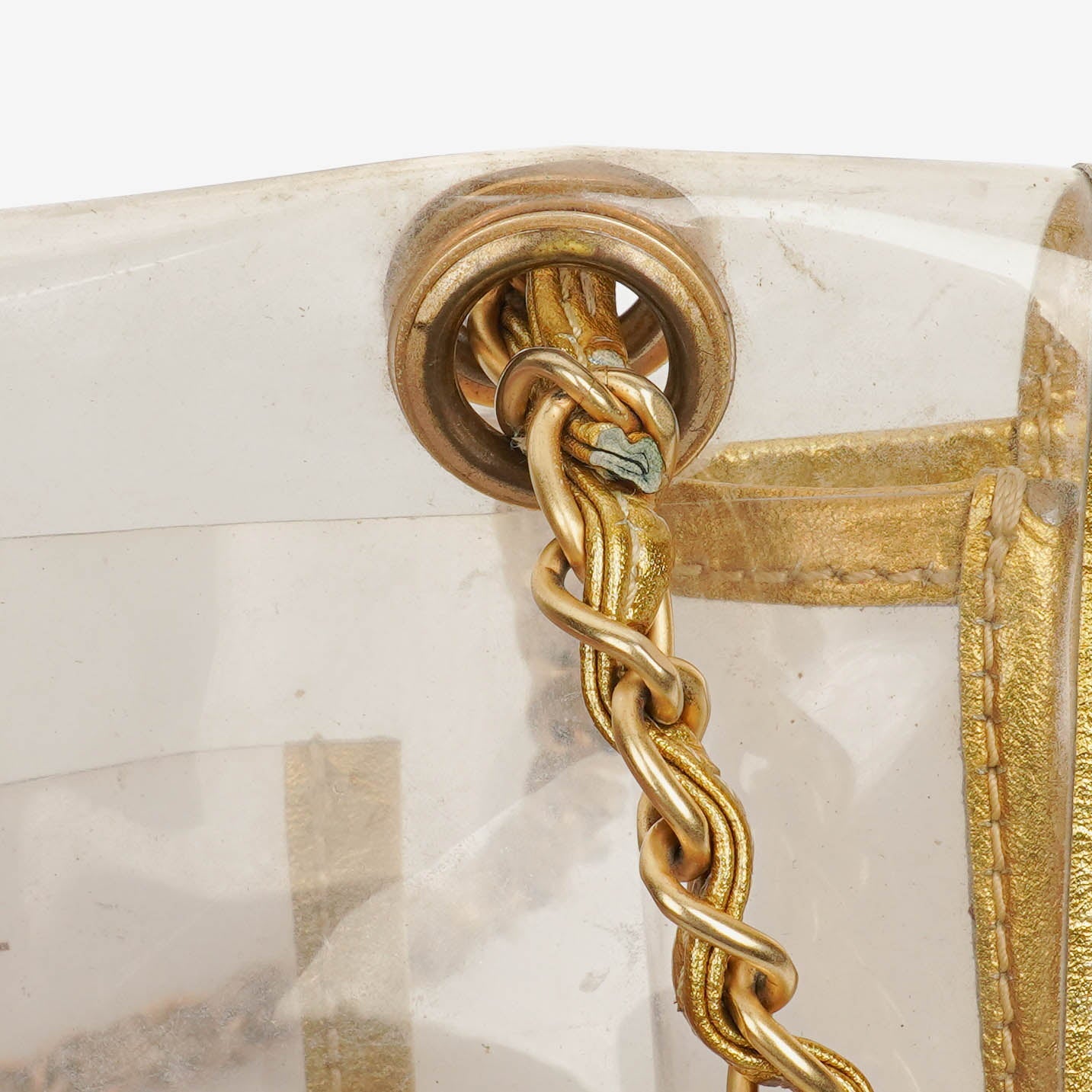 Chanel Vinyl Naked Gold Leather Single Flap Bag