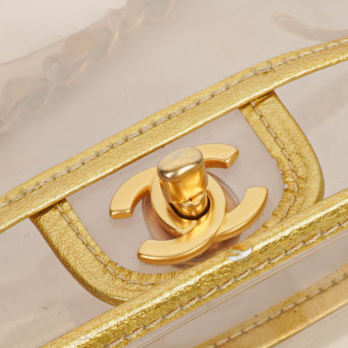 Chanel Vinyl Naked Gold Leather Single Flap Bag