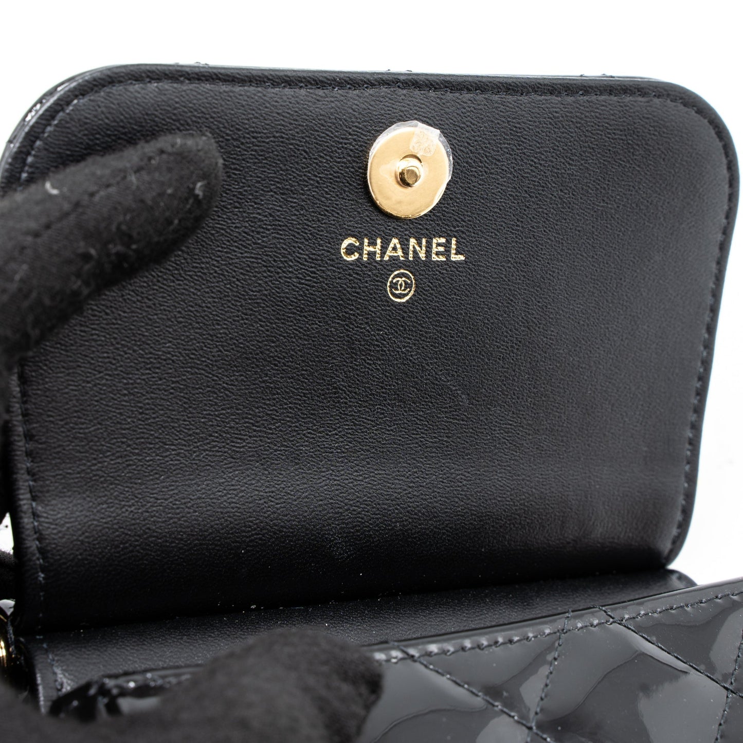 Chanel 22K Mini Clutch With Chain Patent Black  (Microchip)