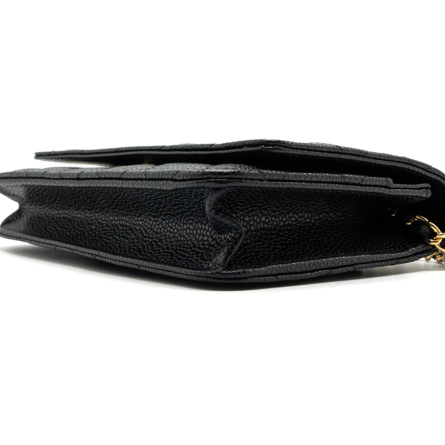 Chanel classic wallet on chain caviar black