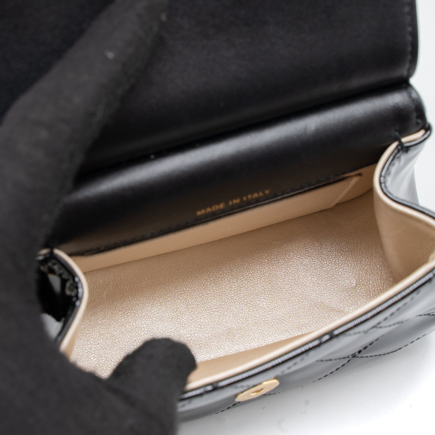 Chanel 22K Mini Clutch With Chain Patent Black  (Microchip)