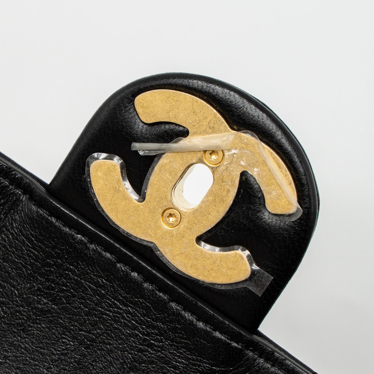 Chanel Quilted Square Flap Bag Goatskin Black Brushed  (Microchip)