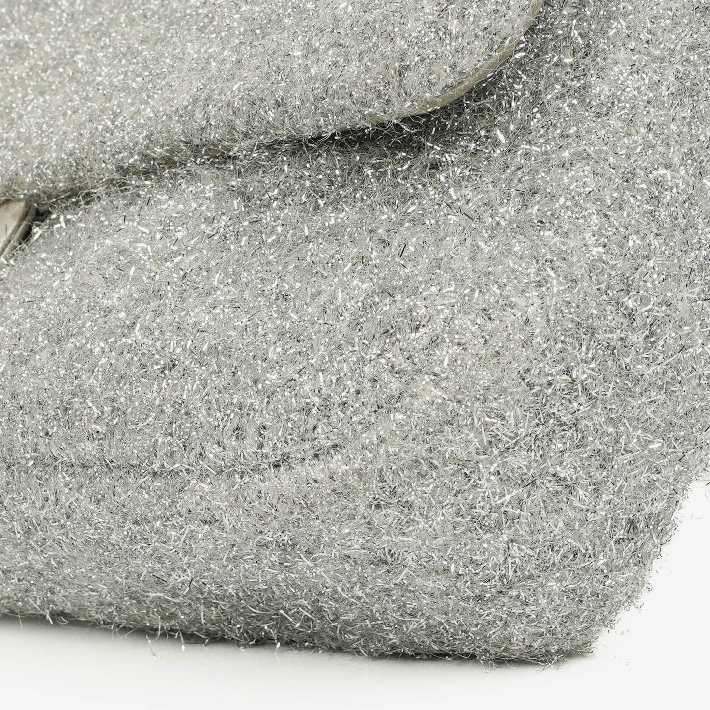 Chanel Silver Quilted Knit Pluto Glitter Medium Flap Bag
