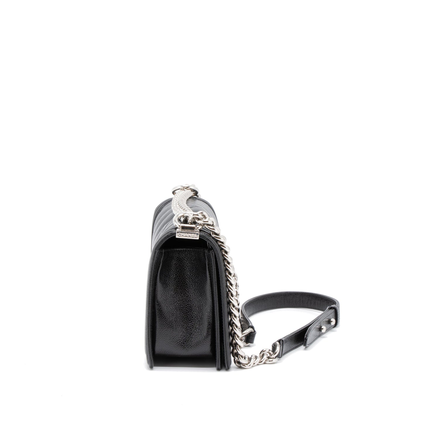 Chanel Medium Boy Bag Chevron Caviar Black