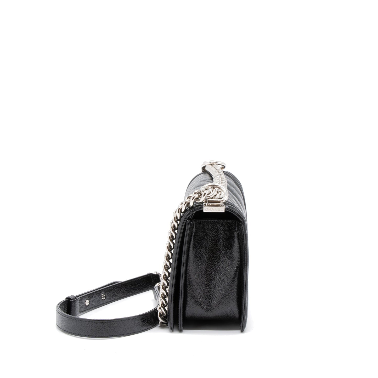 Chanel Medium Boy Bag Chevron Caviar Black