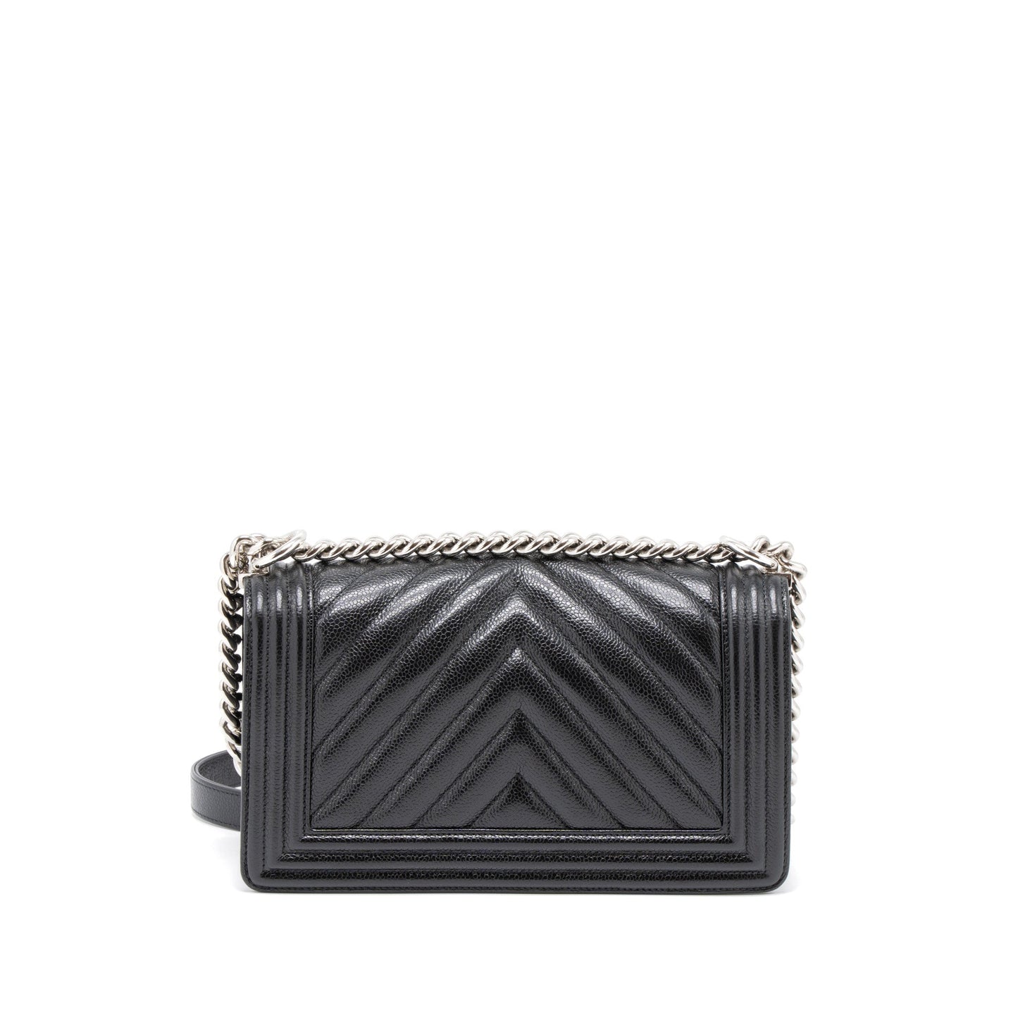 Chanel Medium Boy Bag Chevron Caviar Black