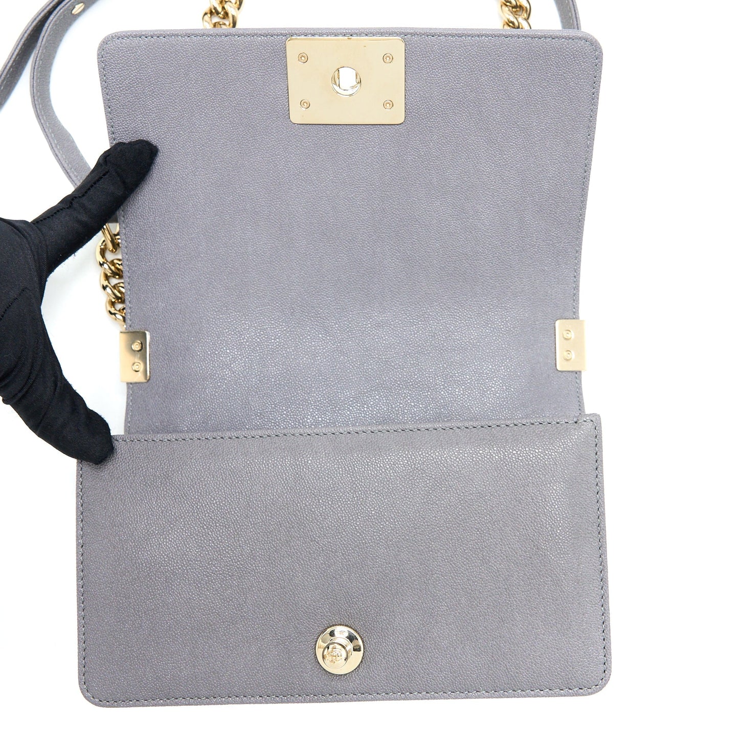 Chanel Small Boy Bag Caviar Grey L