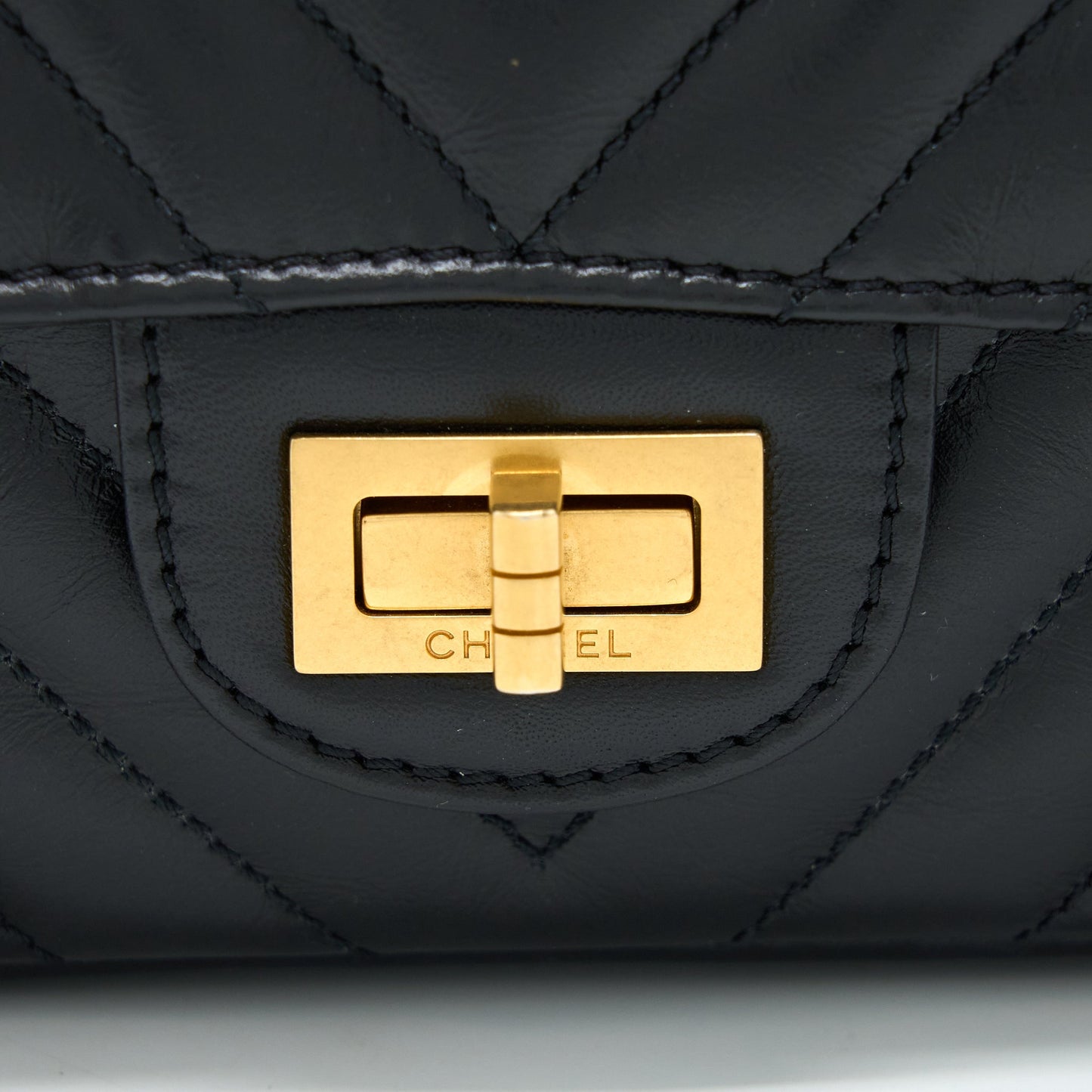 Chanel 2.55 Reissue Mini Chevron Flap Bag Aged Calfskin  Black
