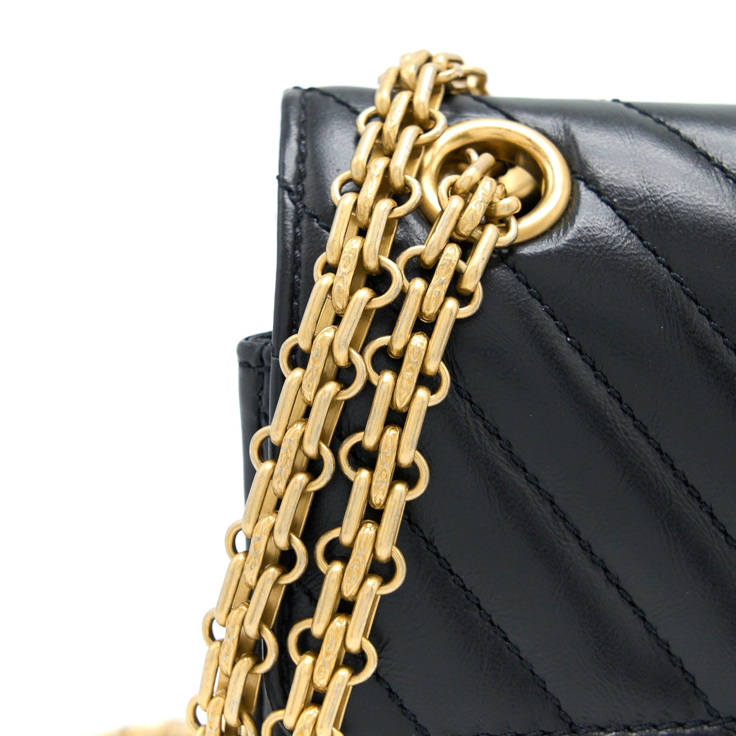 Chanel 2.55 Reissue Mini Chevron Flap Bag Aged Calfskin  Black