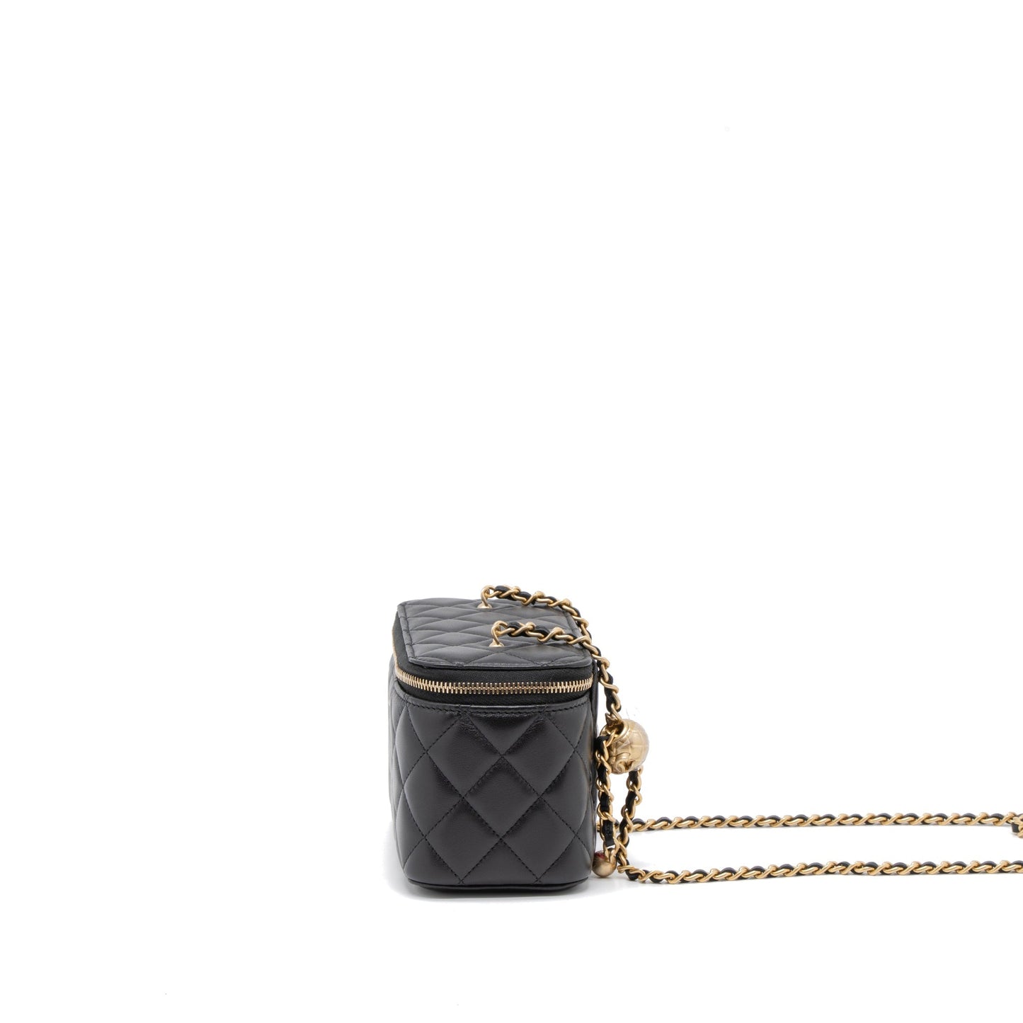 Chanel 23C Pearl Crush Long Vanity Lambskin Black Brushed  (Microchip)