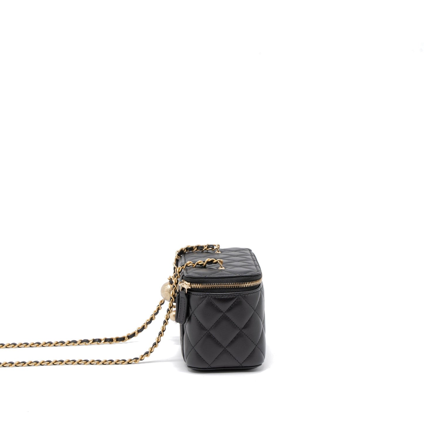 Chanel 23C Pearl Crush Long Vanity Lambskin Black Brushed  (Microchip)