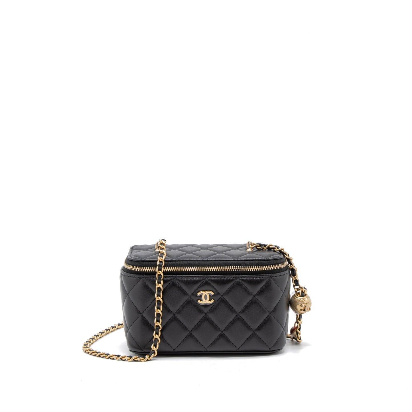 Chanel 23C Pearl Crush Long Vanity Lambskin Black Brushed  (Microchip)