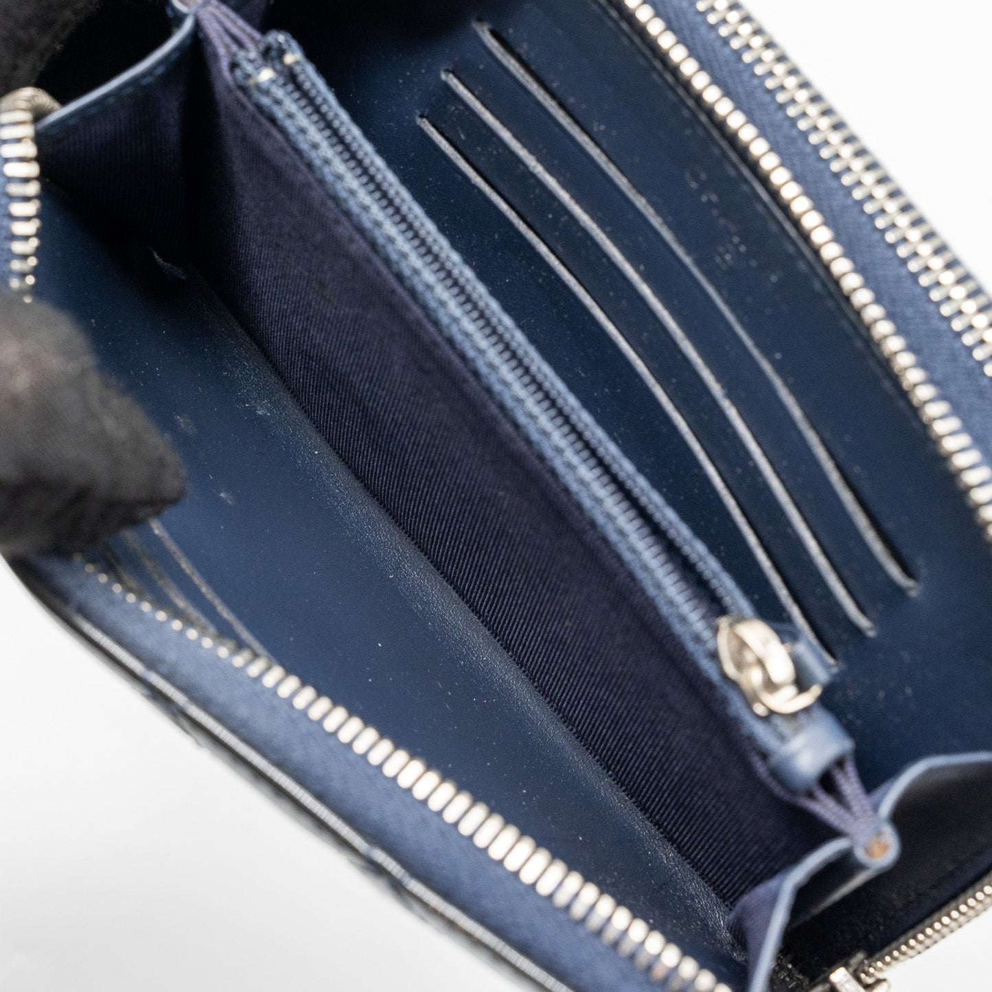Chanel double Zip Wallet patent navy