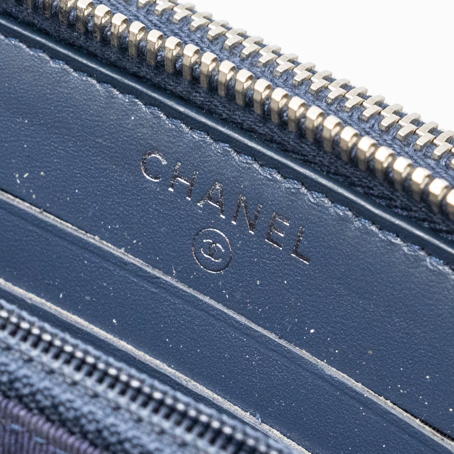 Chanel double Zip Wallet patent navy
