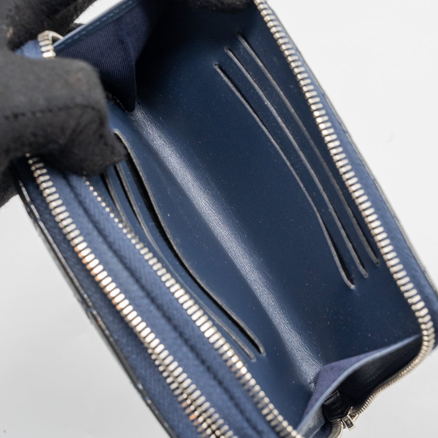 Chanel double Zip Wallet patent navy