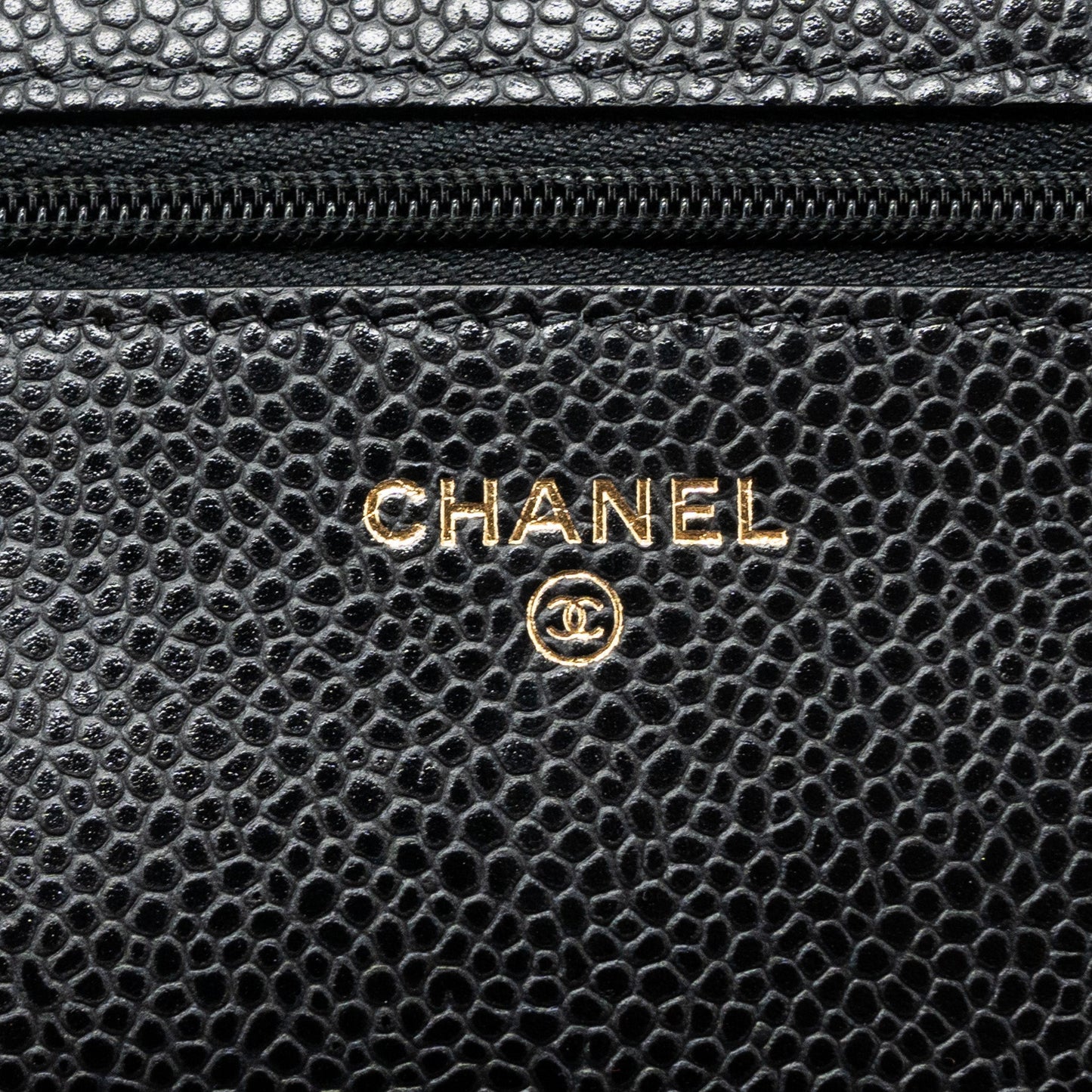 Chanel classic wallet on chain caviar black