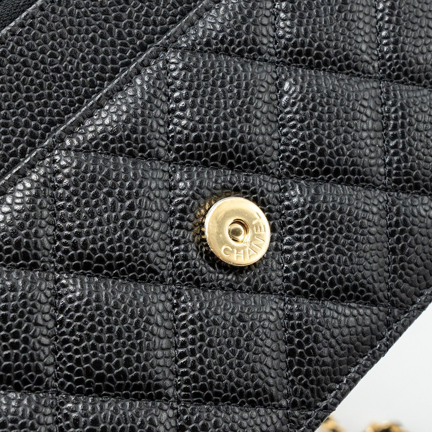 Chanel classic wallet on chain caviar black
