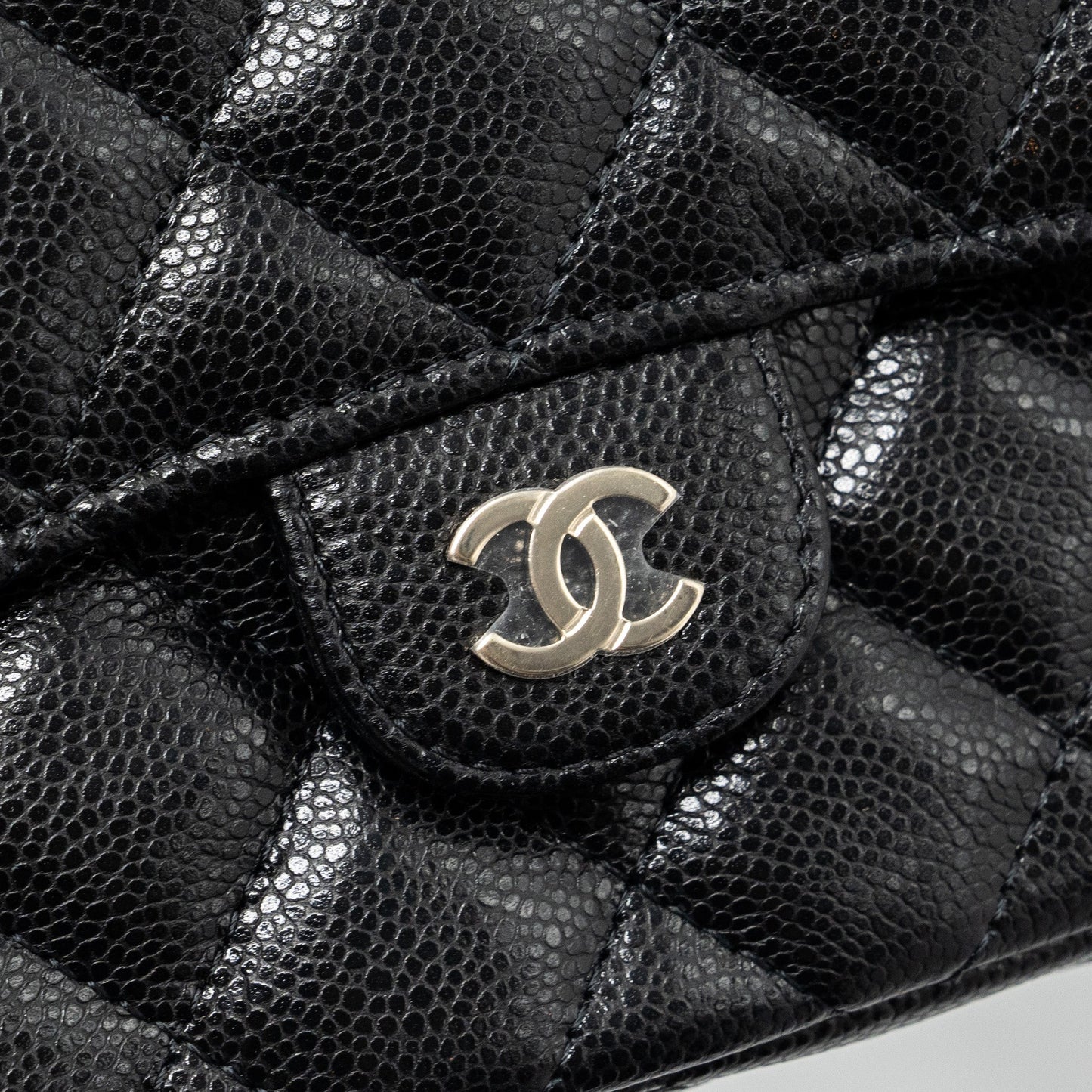 Chanel Double Pocket Wallet On Chain Caviar Black L(Microchip)