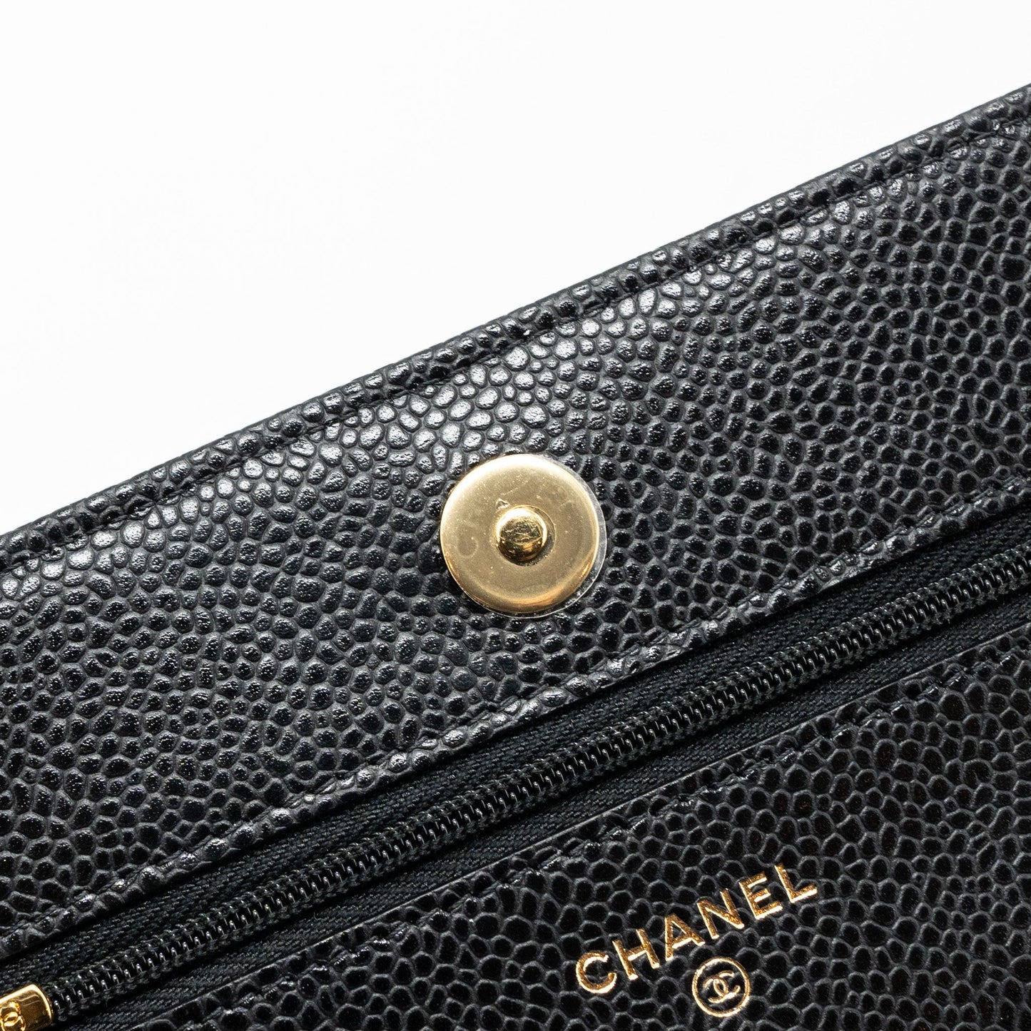 Chanel classic wallet on chain caviar black