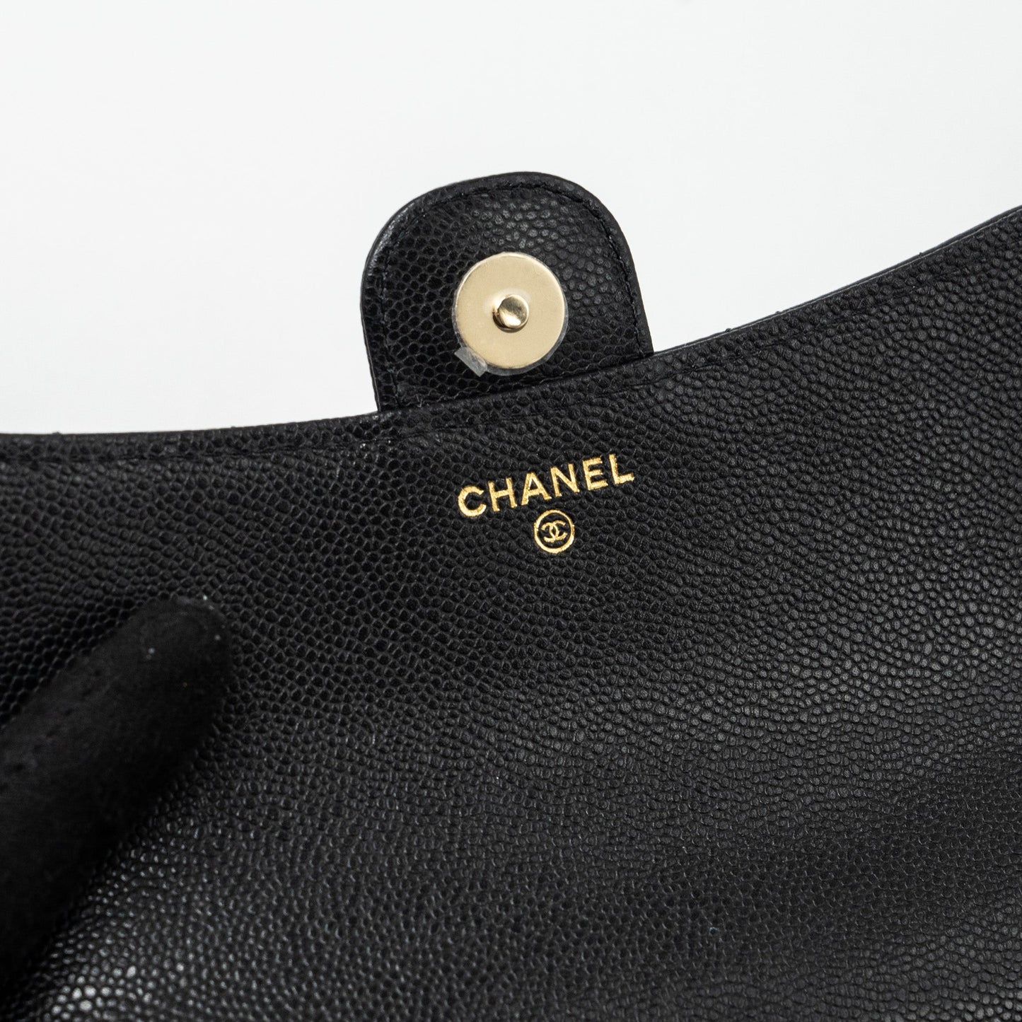 Chanel Double Pocket Wallet On Chain Caviar Black L(Microchip)