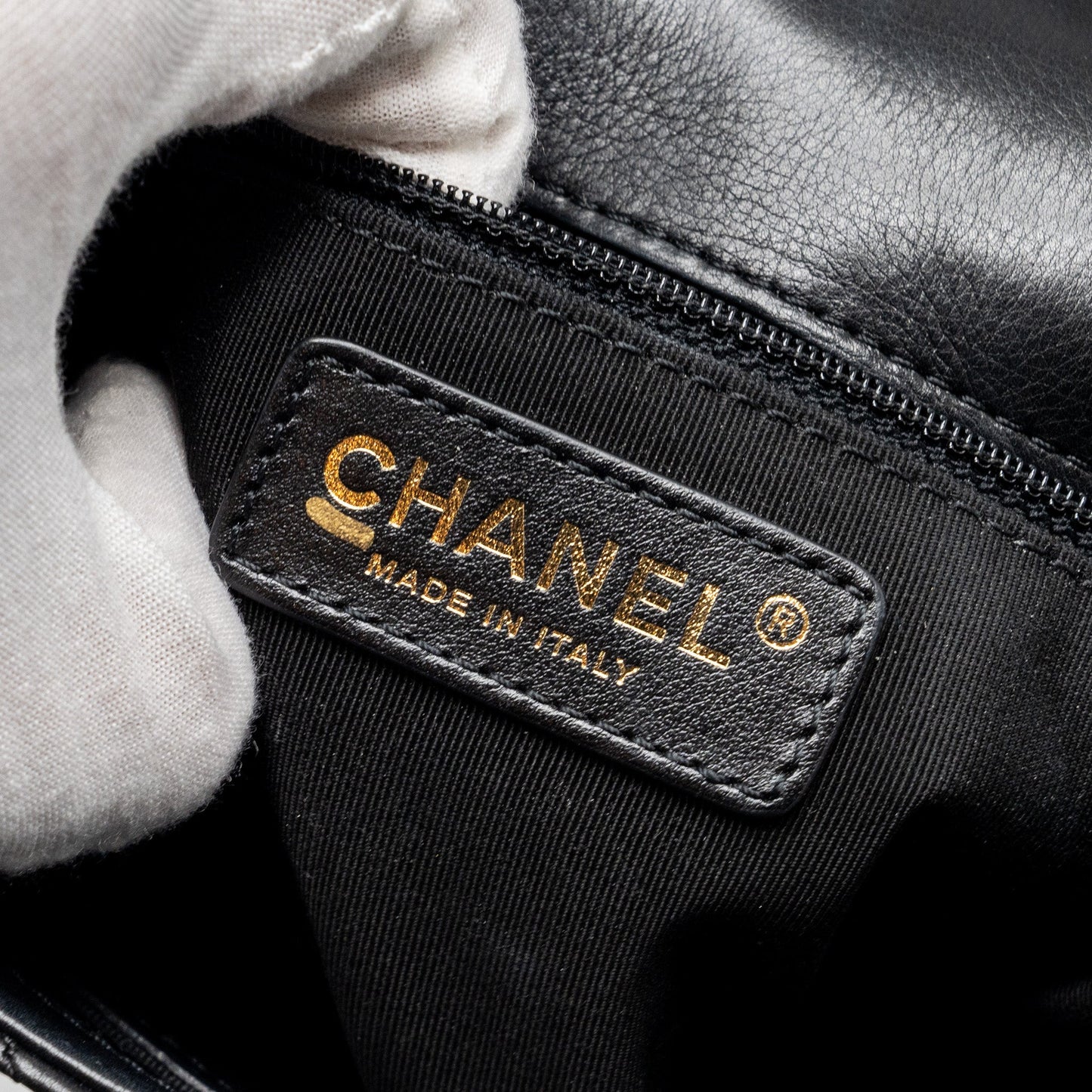 Chanel half moon quilted flap bag Grained Calfskin black