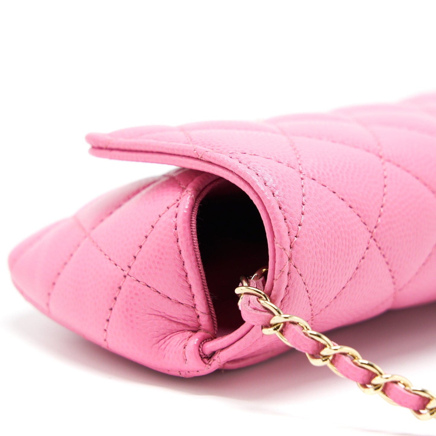 Chanel Glasses Case Flap Bag With Chain Caviar Pink L