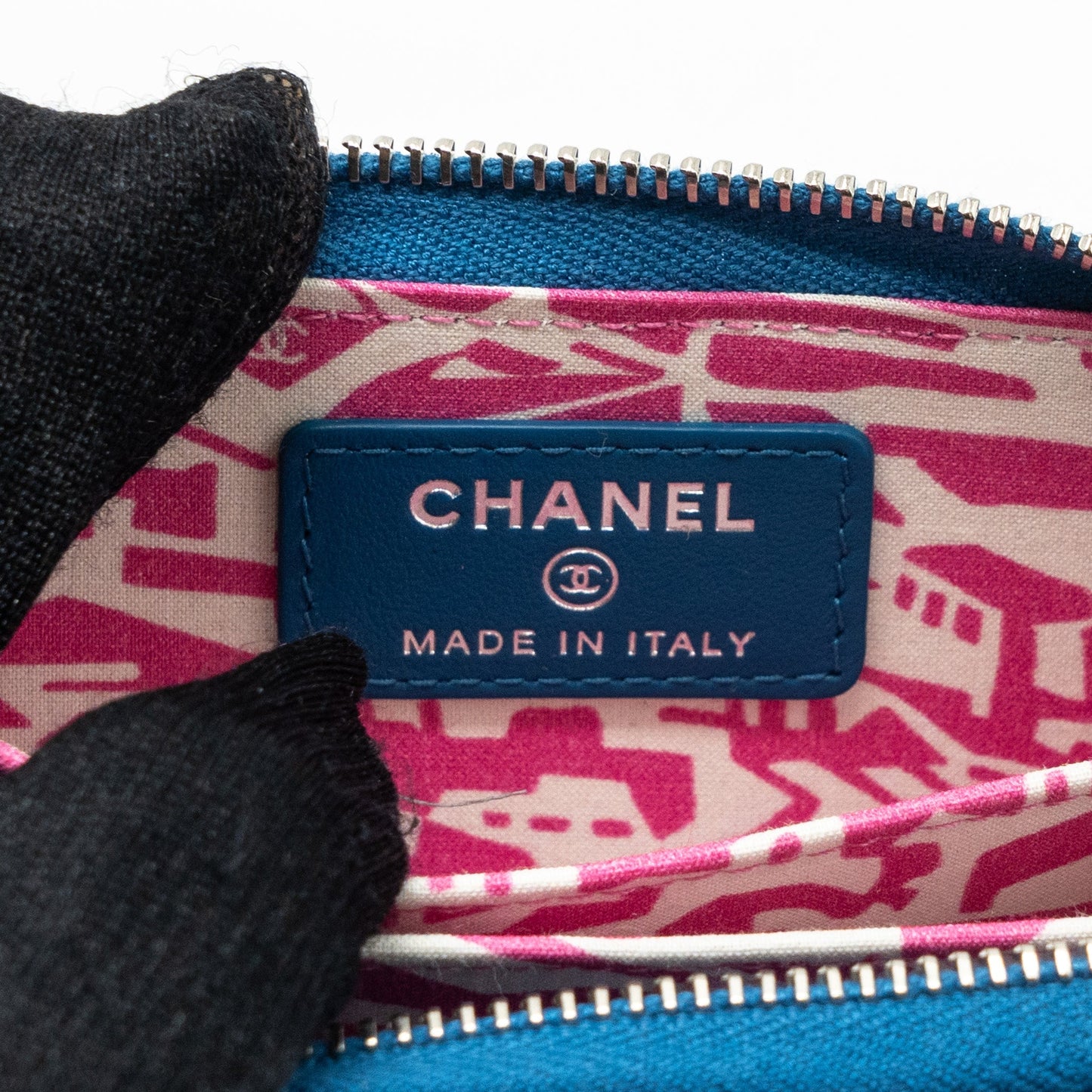 Chanel Small Zip Card Holder Caviar Blue