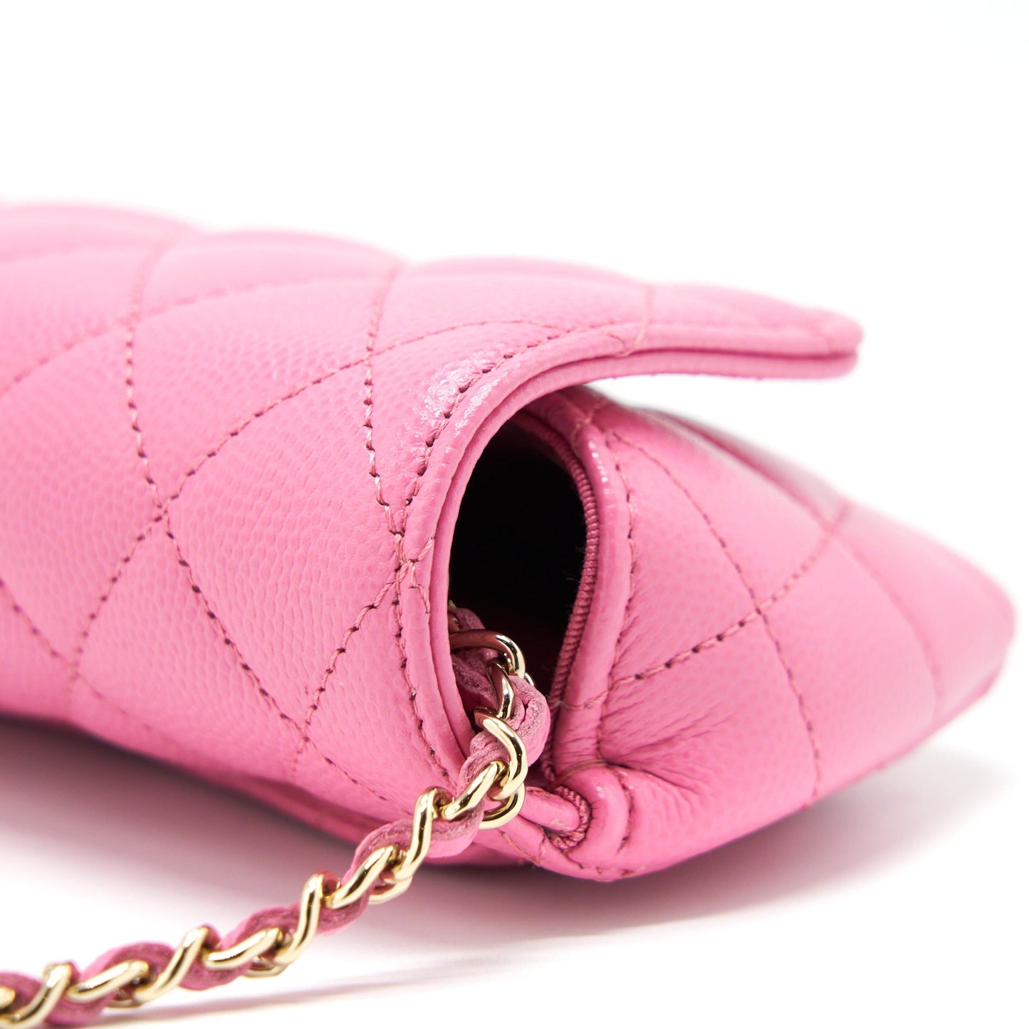 Chanel Glasses Case Flap Bag With Chain Caviar Pink L