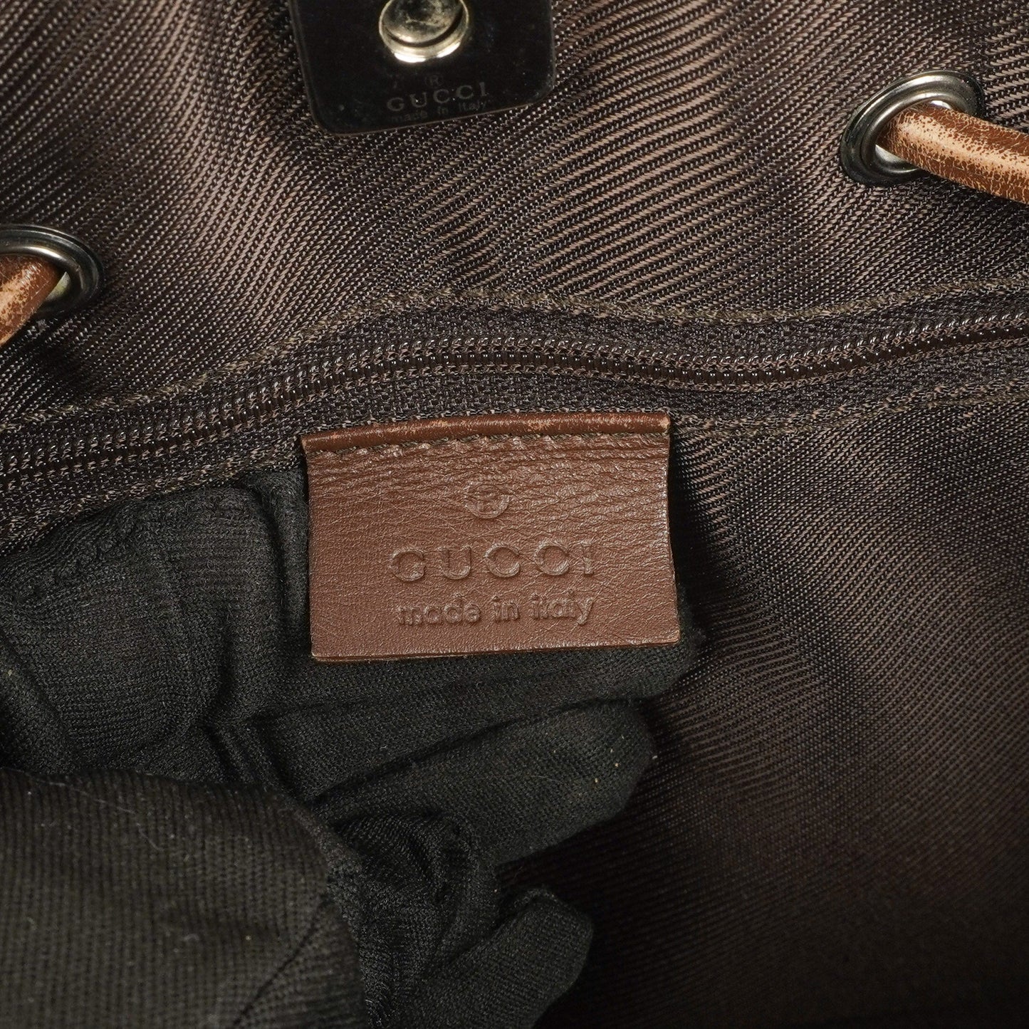 Gucci Brown Monogram Drawstring Bag