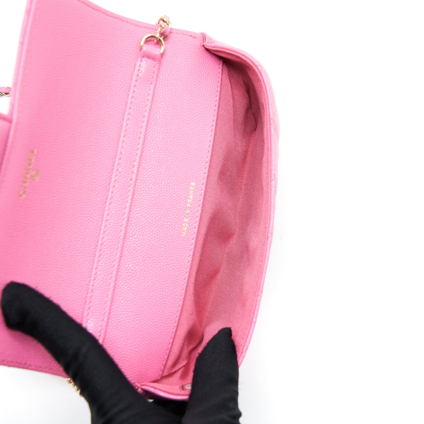 Chanel Glasses Case Flap Bag With Chain Caviar Pink L