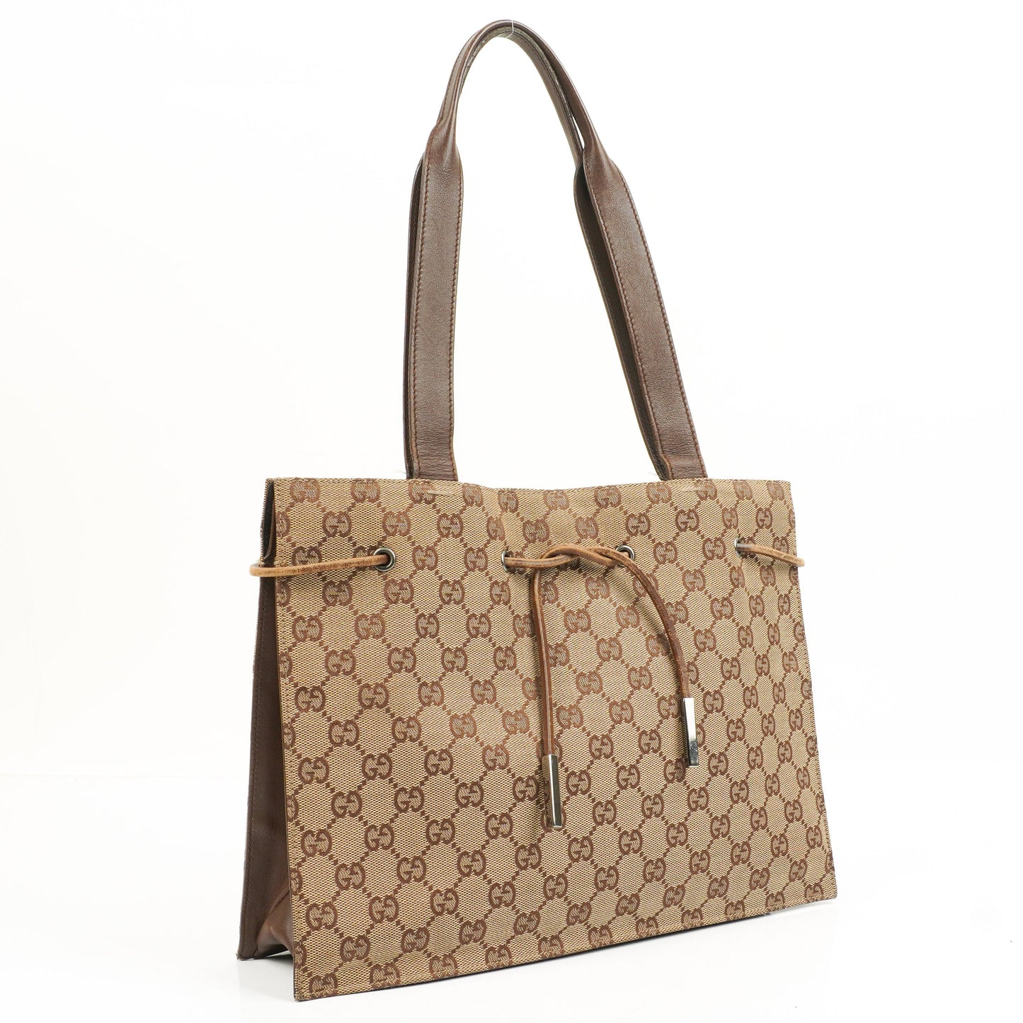 Gucci Brown Monogram Drawstring Bag