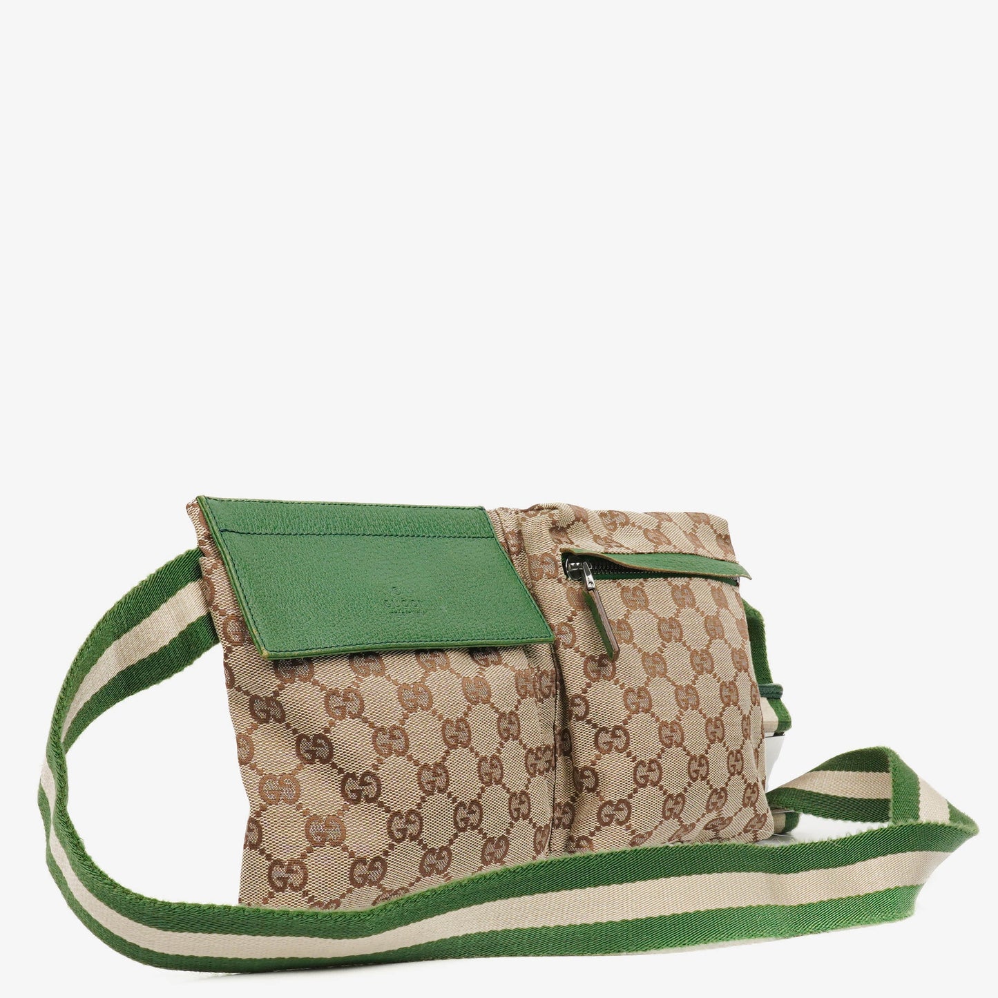 Gucci GG Multicolour Beige/Green Monogram Canvas Belt Bag